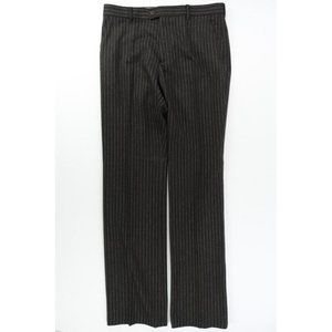 Joseph Homme Wool Cashmere Sz. 34 x 34.5 Straight Leg Brown Chalk Lined Trousers